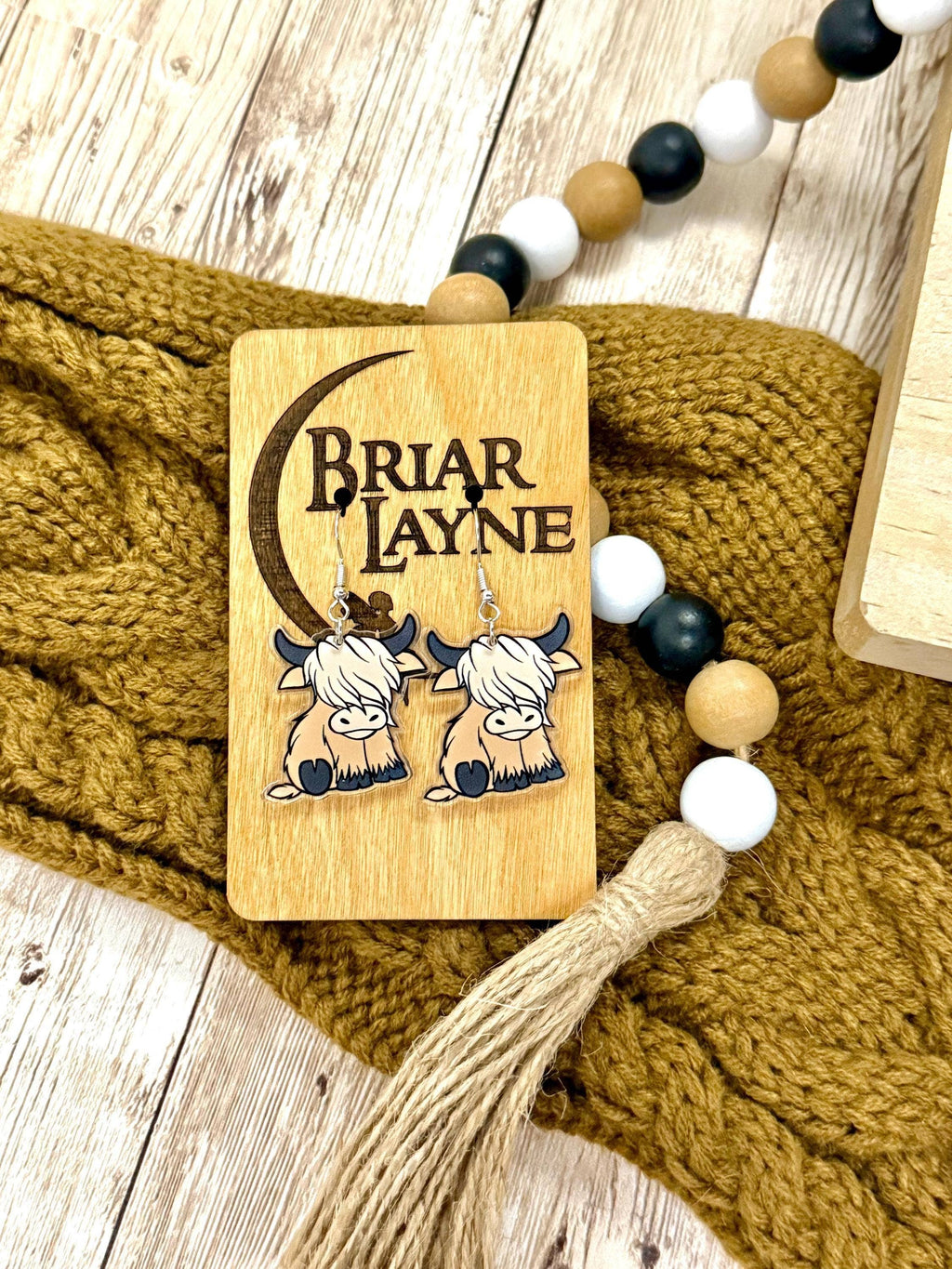 Highland Cow Acrylic Earrings Boho Jewelry Gifts