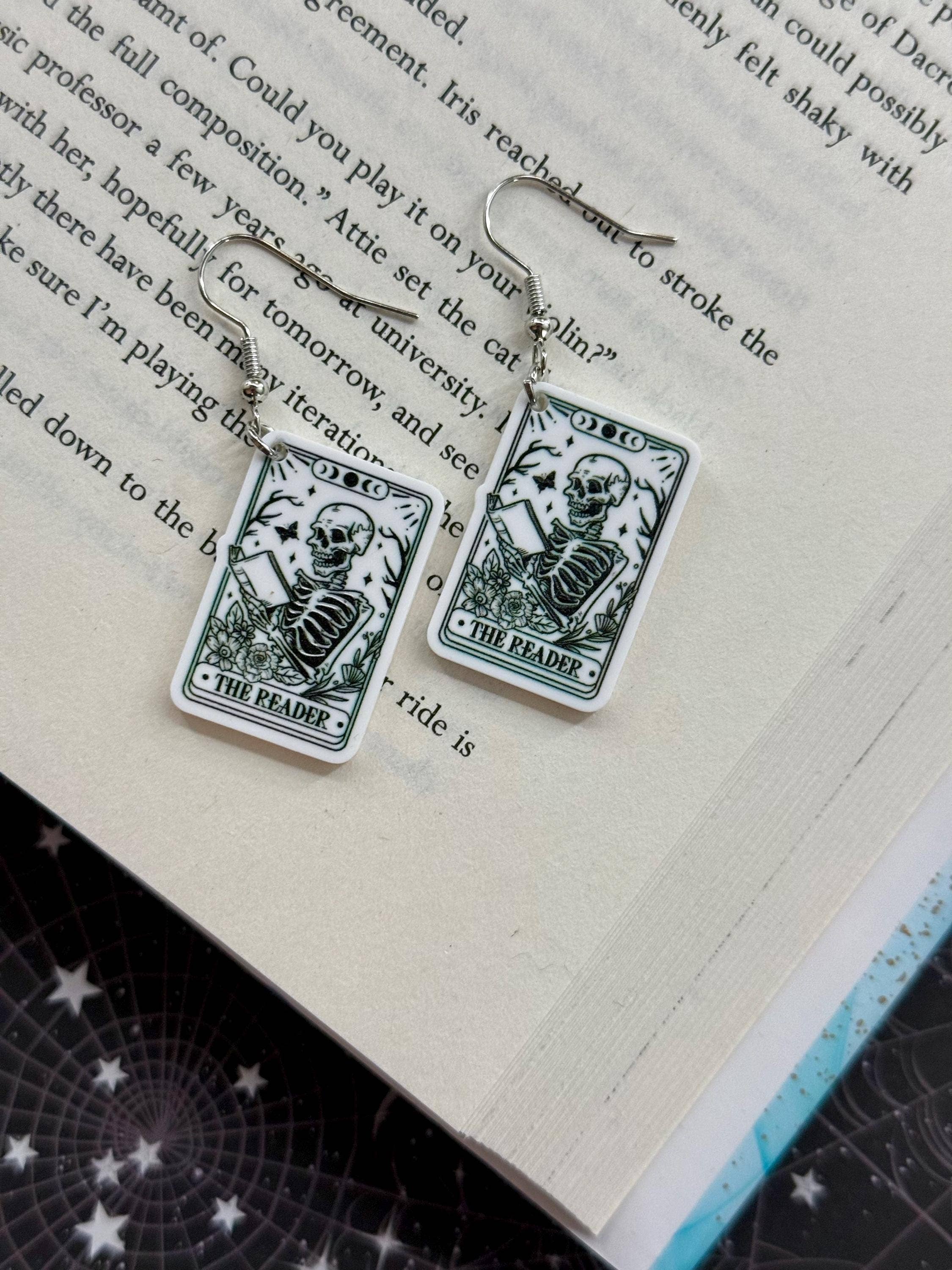 Skeleton, Tarot Card, Dark Romane & Witch Earrings