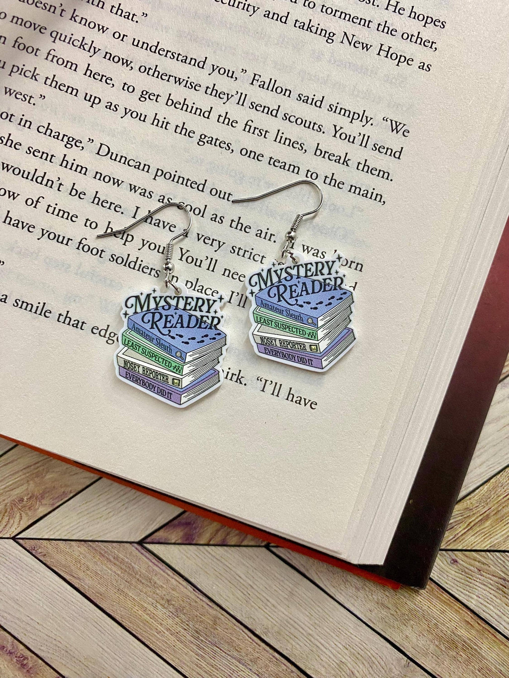 Mystery Reader Book Library Themed Earrings