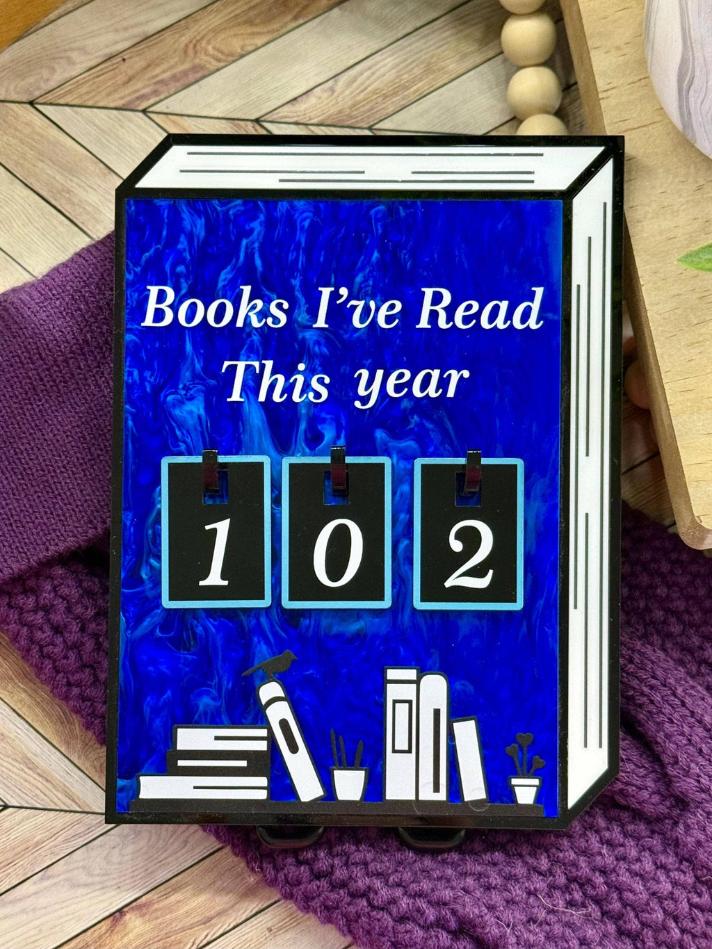 Acrylic Yearly Book Counter for Bookshelf Decor