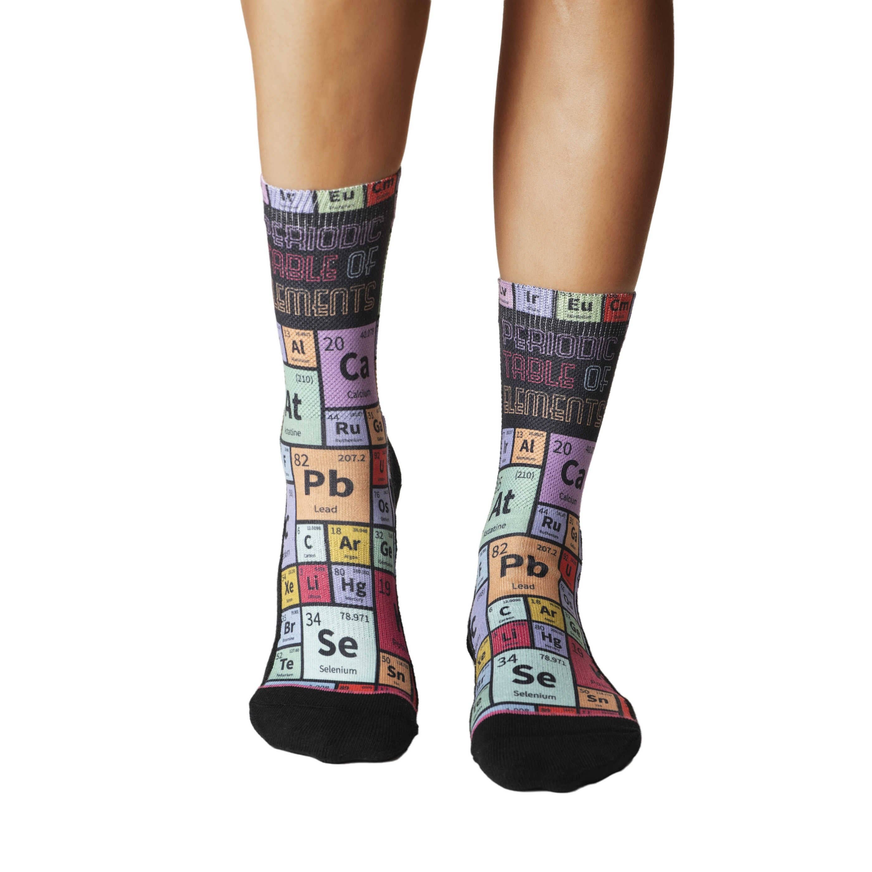 Women's Periodic Table Of Elements Socks: Shoe Size 5-9