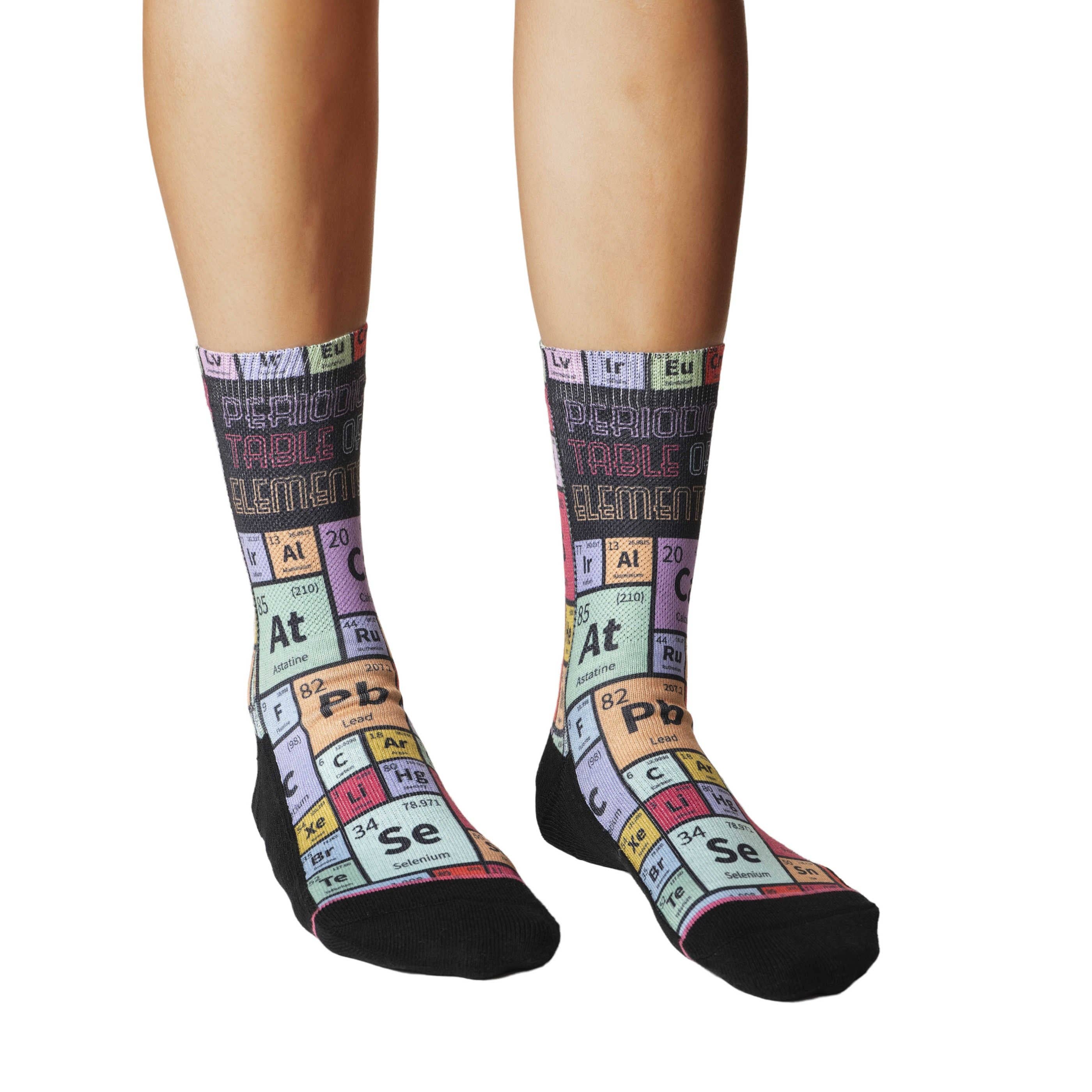 Women's Periodic Table Of Elements Socks: Shoe Size 5-9