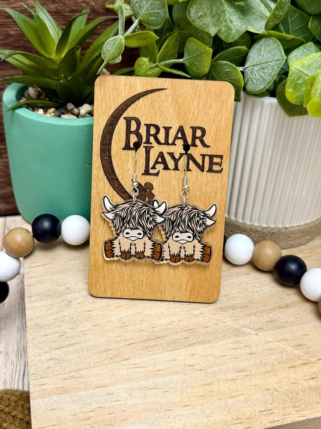 Highland Cow Acrylic Earrings Boho Jewelry Gifts #2
