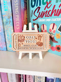 cozy vibes Book Club Ticket | Bookshelf Decor: Ticket & Easel