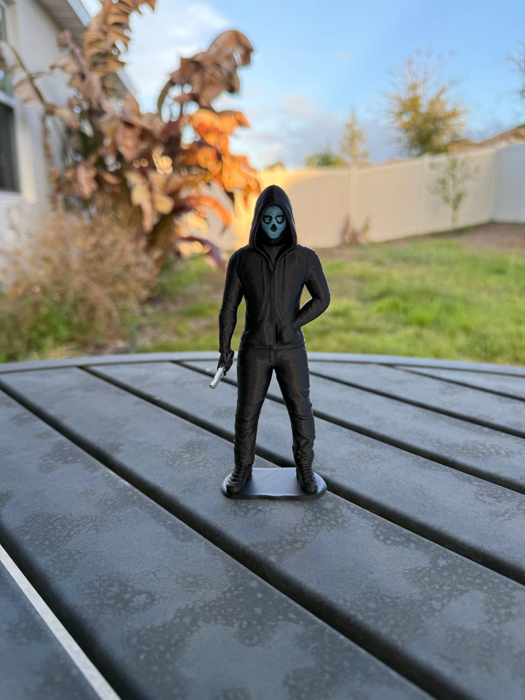 Hooded Masked Figures | Bookshelf Shelf Decor | Dark Romance: Blue Mask