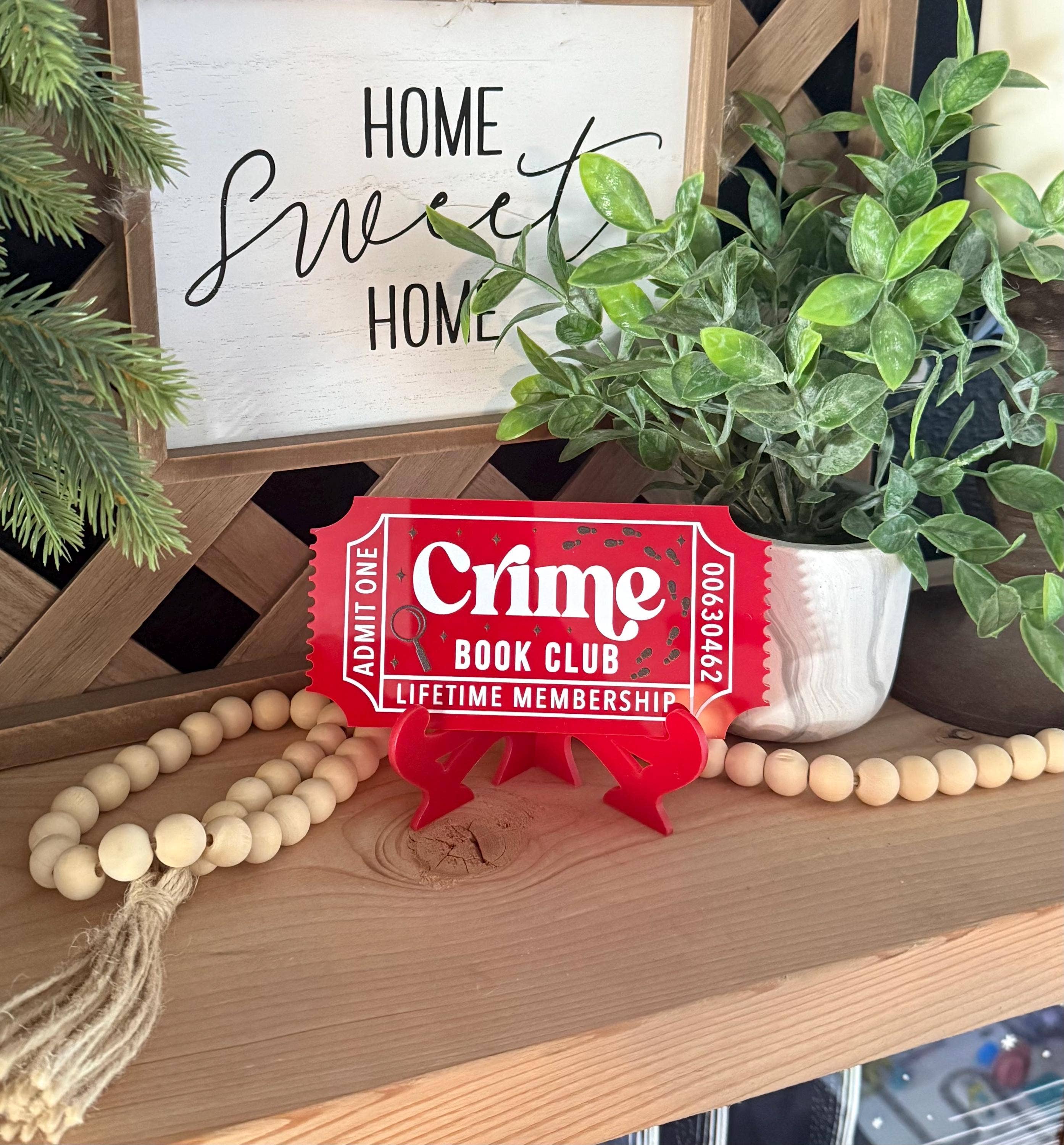 Thriller & Crime Bookshelf Decor with Reading Tickets