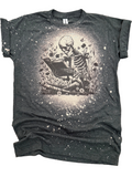 Book Lover Reader Skeleton Bleached Tee shirt : Medium