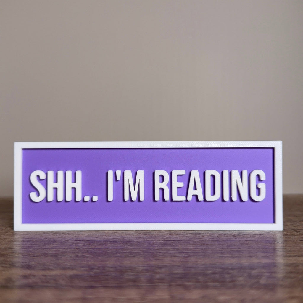 Shh.. I'm Reading Sign | Bookshelf Decor: Magenta