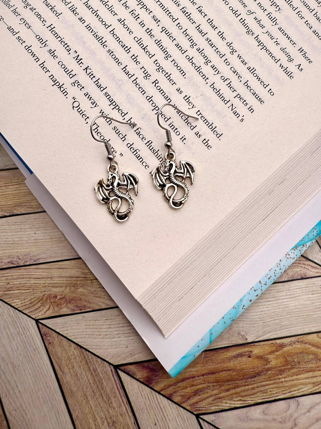 Dragon & Book Fantasy Reading Earrings and Gifts