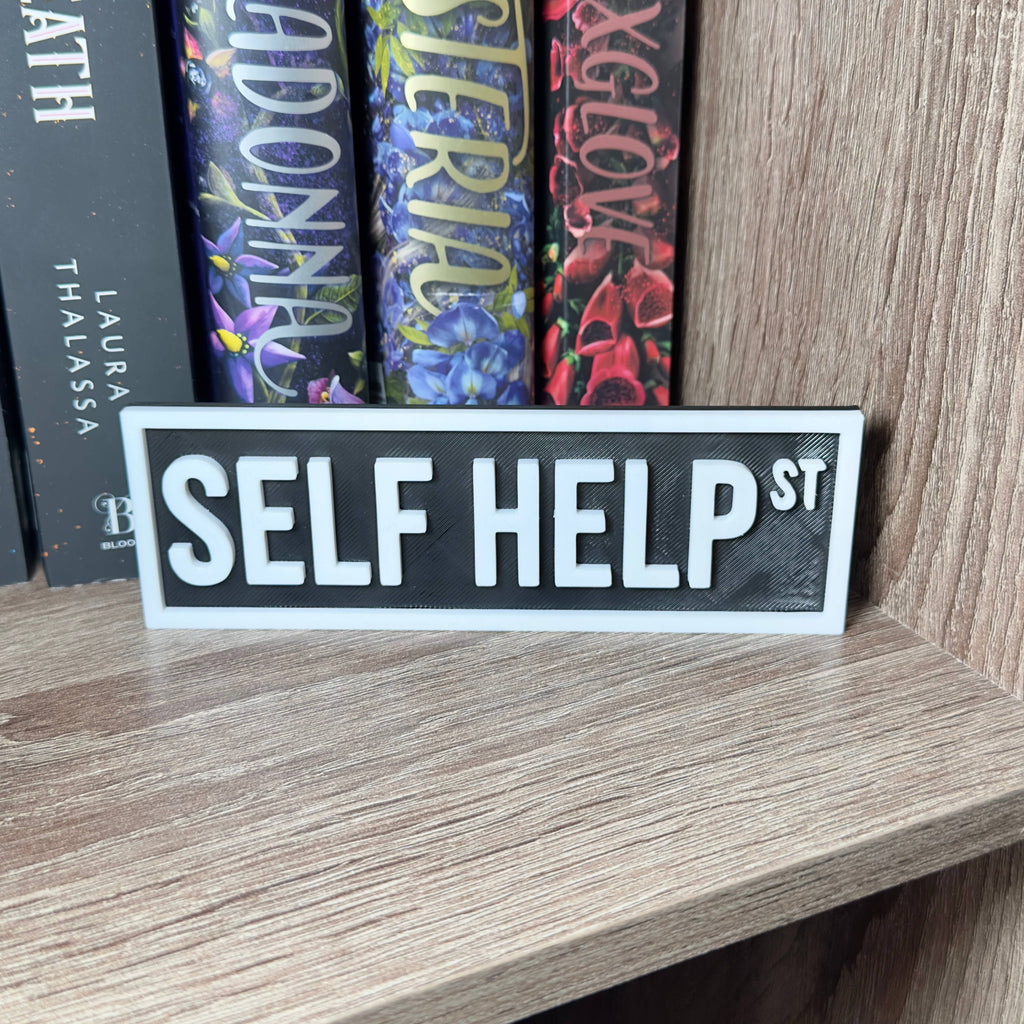 Self Help Street Sign | Bookshelf Decor: Sky Blue