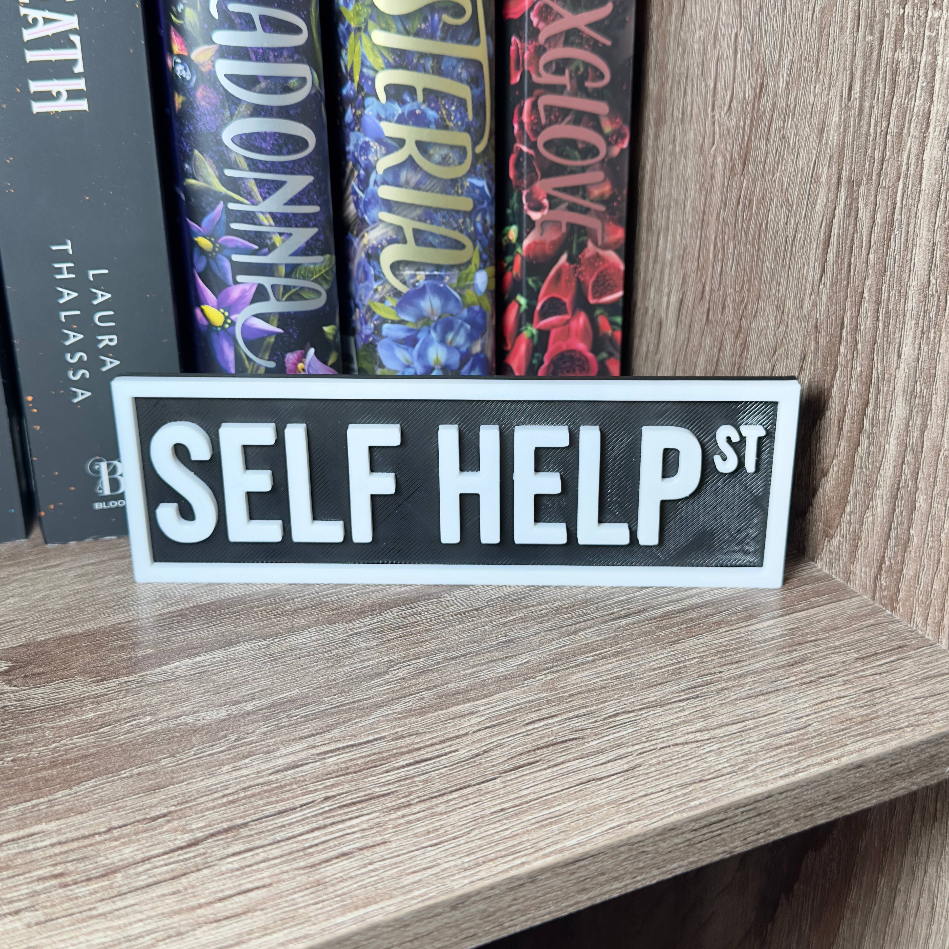 Self Help Street Sign | Bookshelf Decor: Sky Blue