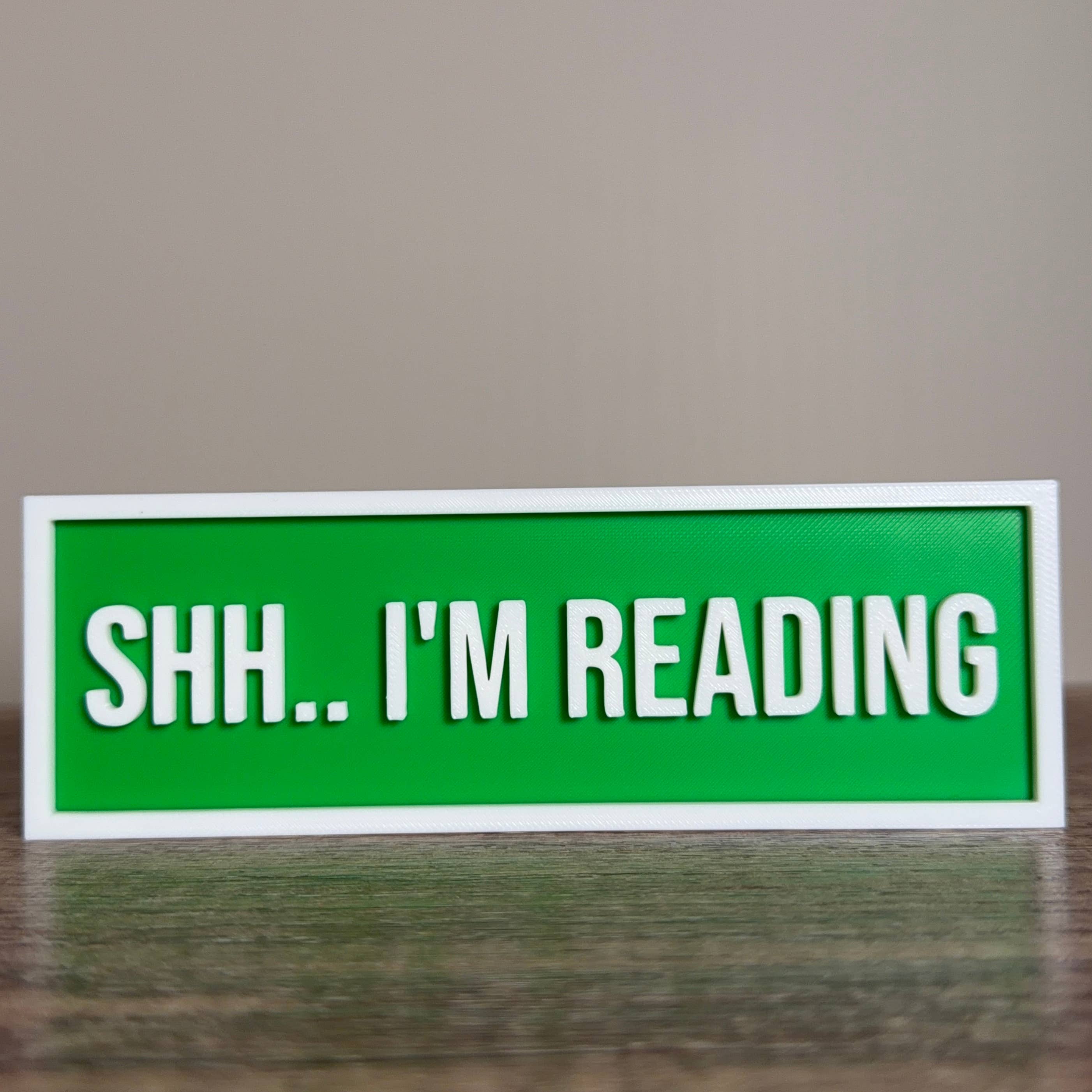 Shh.. I'm Reading Sign | Bookshelf Decor: Magenta