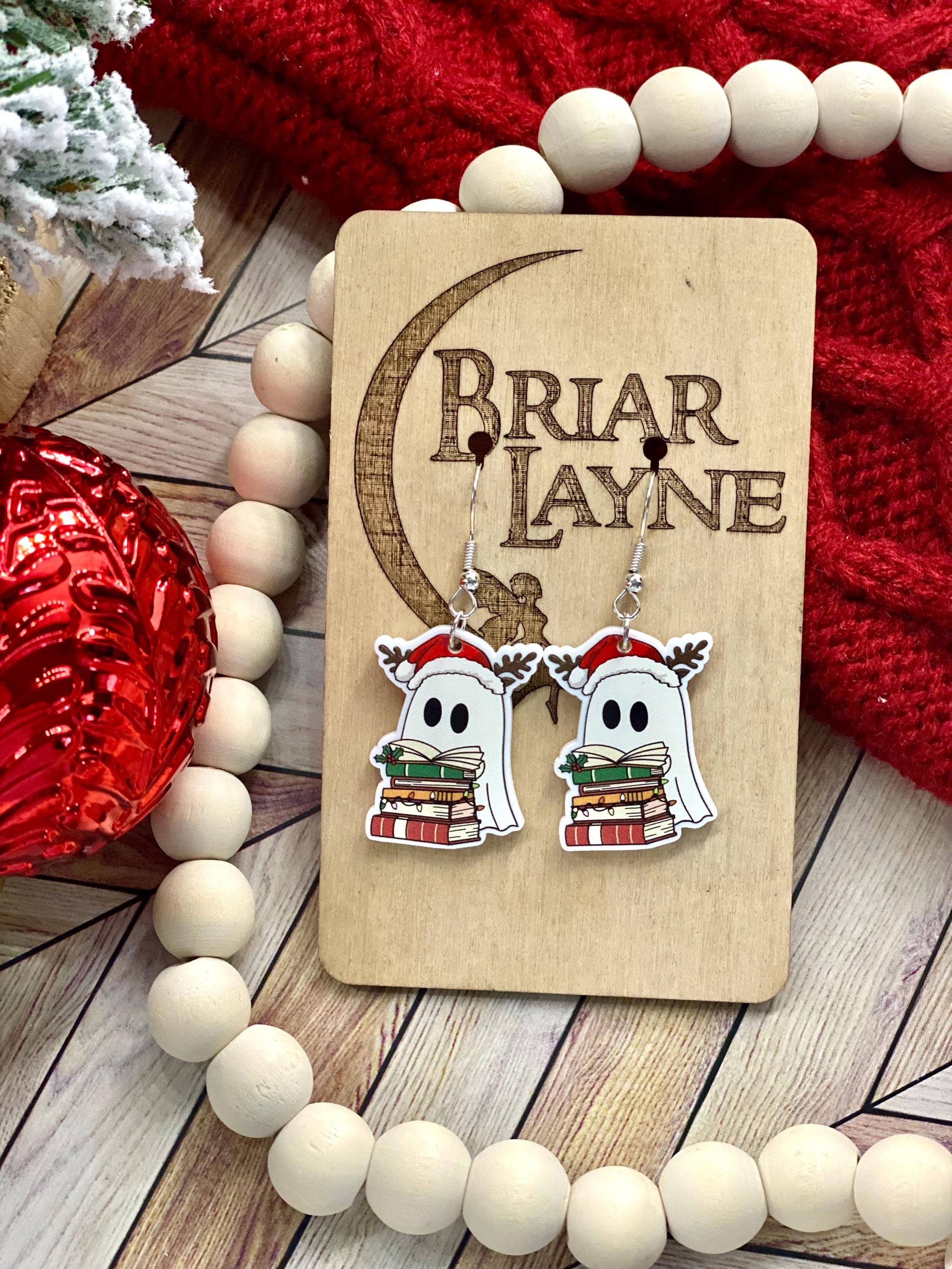Christmas Ghost Book Reading Earrings