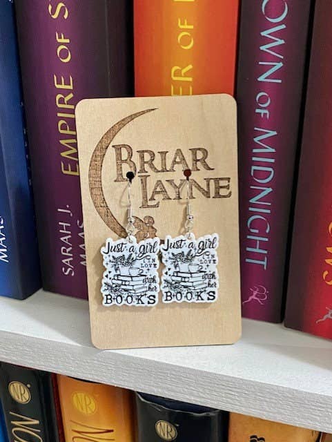 Just A Girl Who Loves Books Dragon Book Earrings