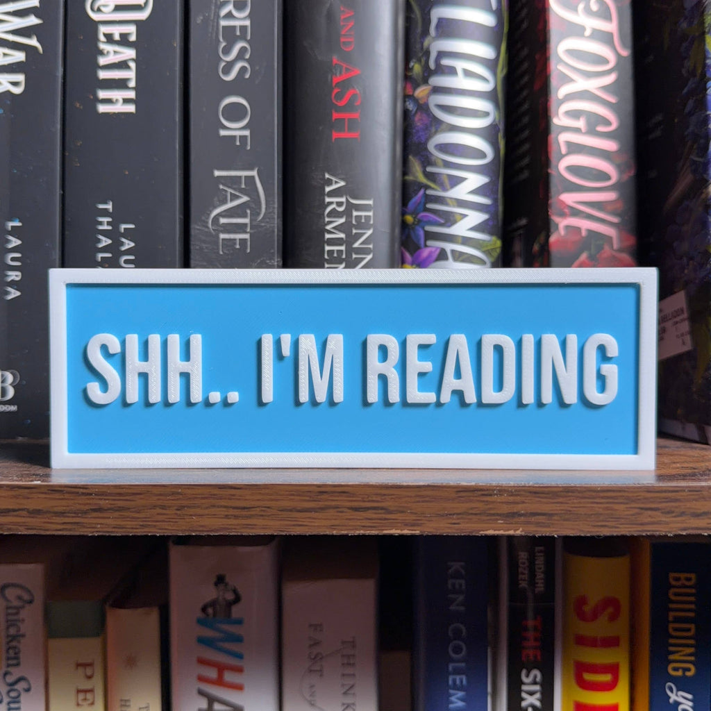 Shh.. I'm Reading Sign | Bookshelf Decor: Magenta