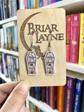 Halloween-Themed Book, Skull, Pumpkin, Coffin Earrings