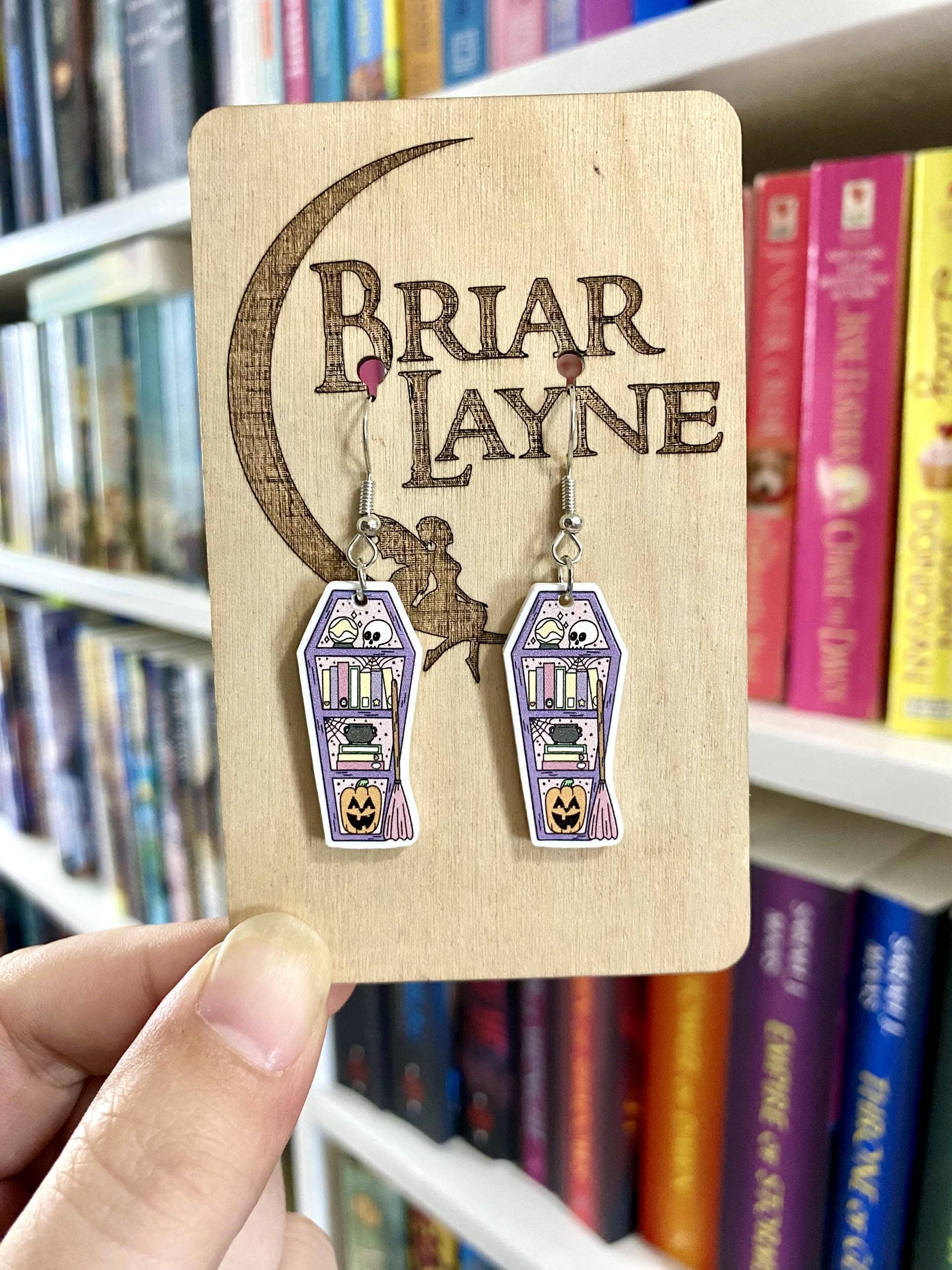 Halloween-Themed Book, Skull, Pumpkin, Coffin Earrings