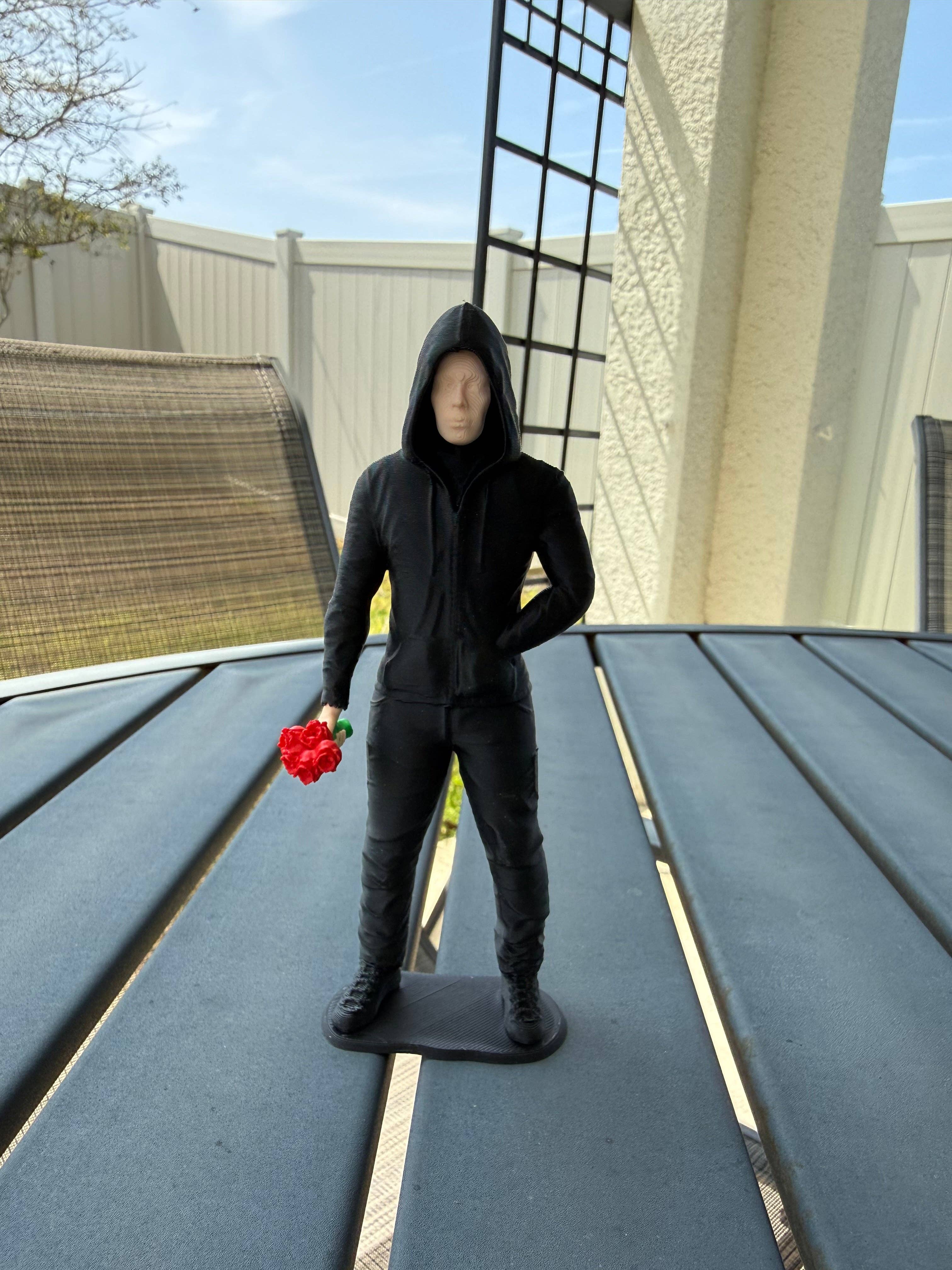 Hooded Masked Figures | Bookshelf Shelf Decor | Dark Romance: Blue Mask