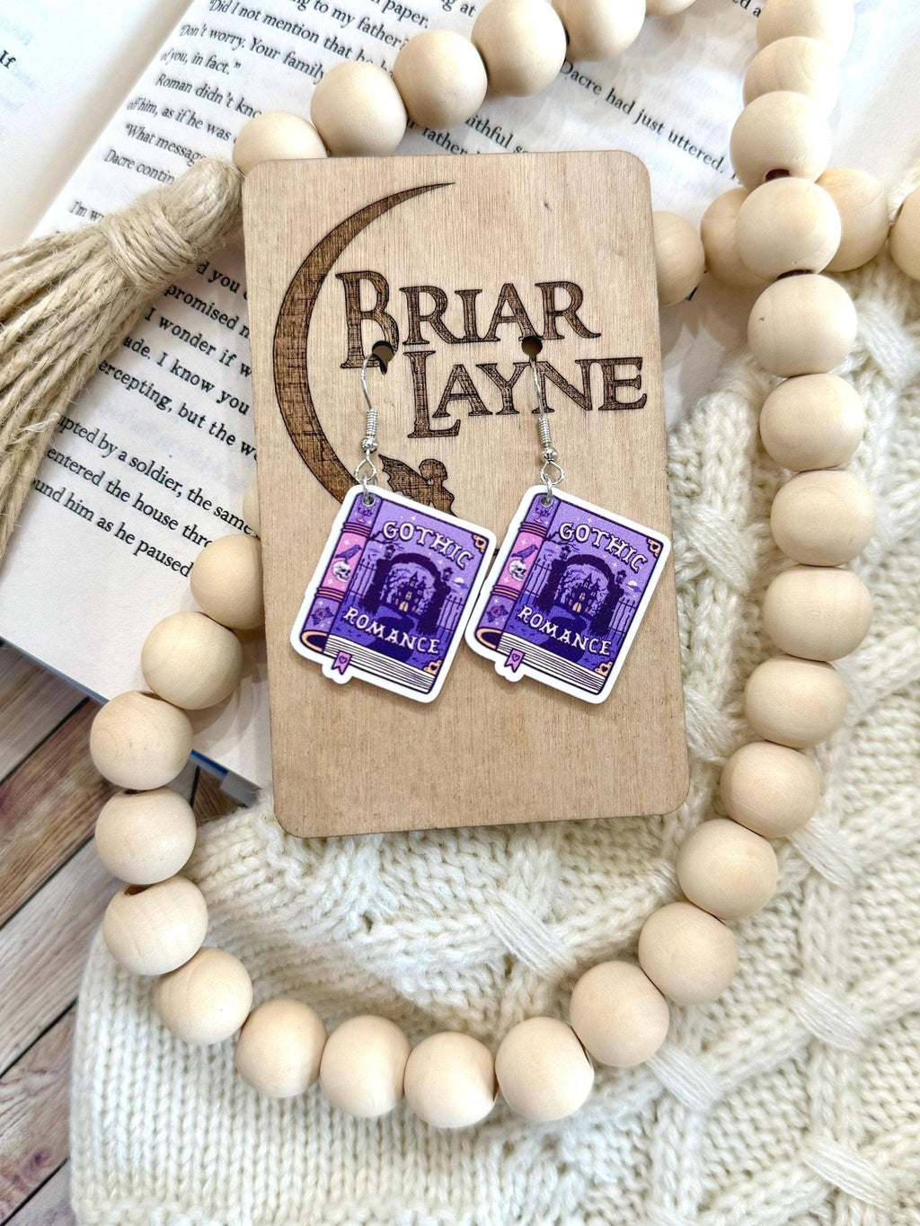 Gothic Romance and Book-Themed Earrings