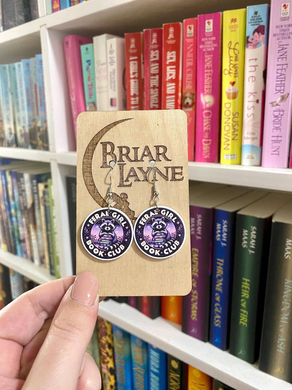Raccoon Book Club Reading Earrings