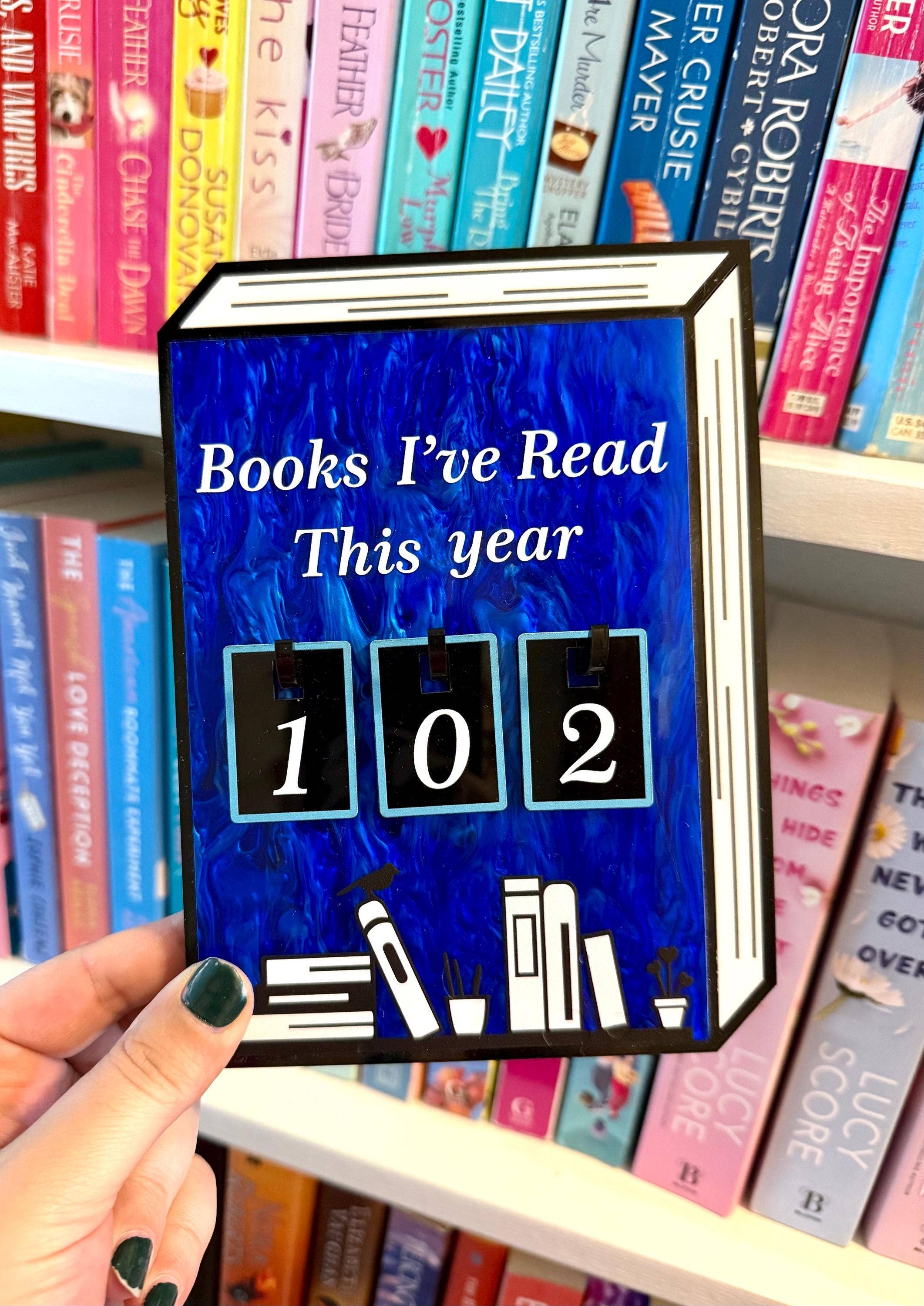 Acrylic Yearly Book Counter for Bookshelf Decor