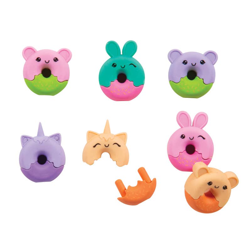 DONUT ANIMAL ERASER PENCIL TOPPER 48/BAG