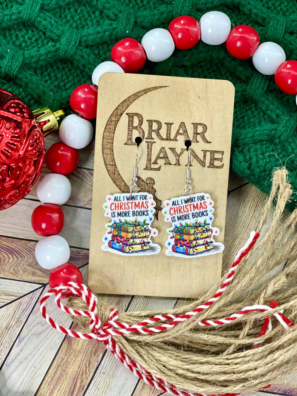 Christmas Book Lover Earrings